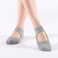 Backless Nonslip Pilates Socks With Instep Strap - Grey