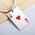Ace Playing Card Steel Keychain - Red