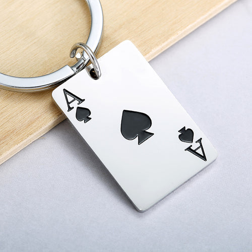 Ace Playing Card Steel Keychain - Spade