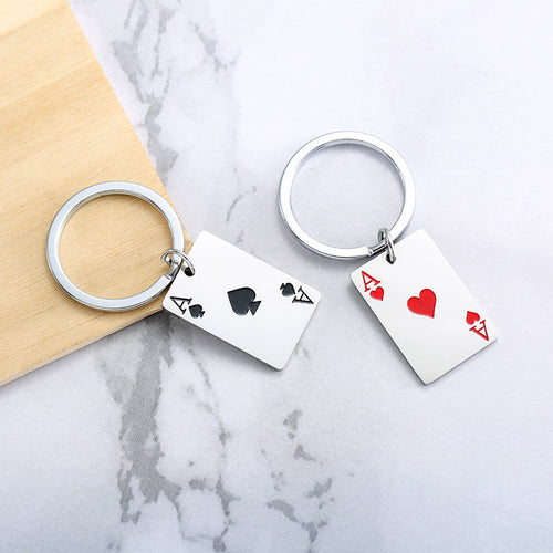 Ace Playing Card Steel Keychain
