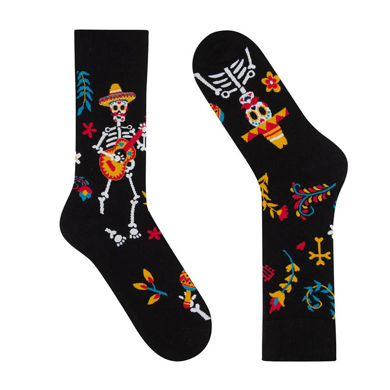 Day of the Dead Skeleton Crew Socks - Guitar