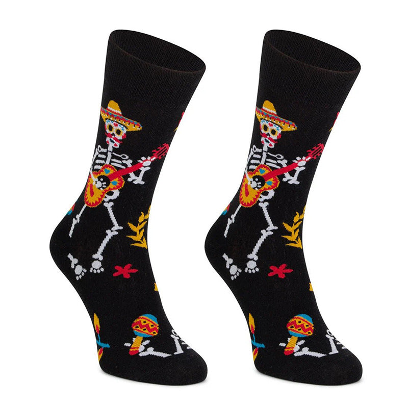 Day of the Dead Skeleton Crew Socks - Guitar - 1