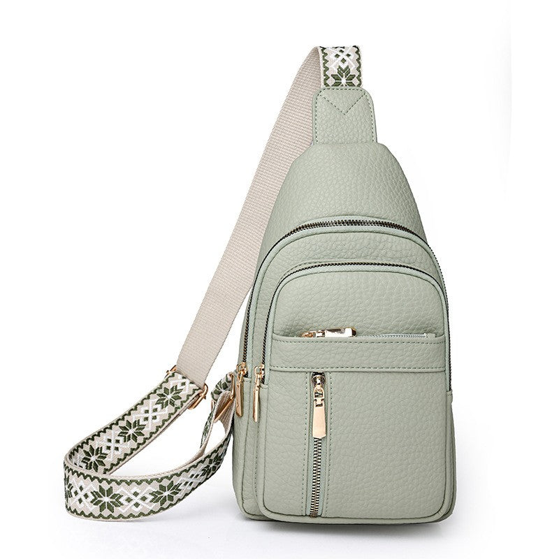 Pebbled Sling Bag With Boho Guitar Strap