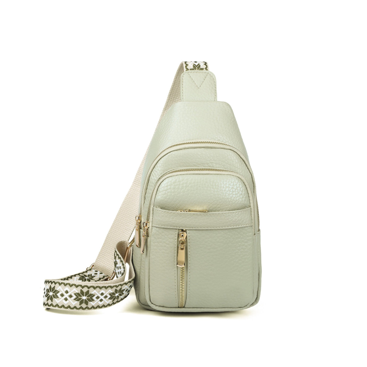 Pebbled Sling Bag With Boho Guitar Strap