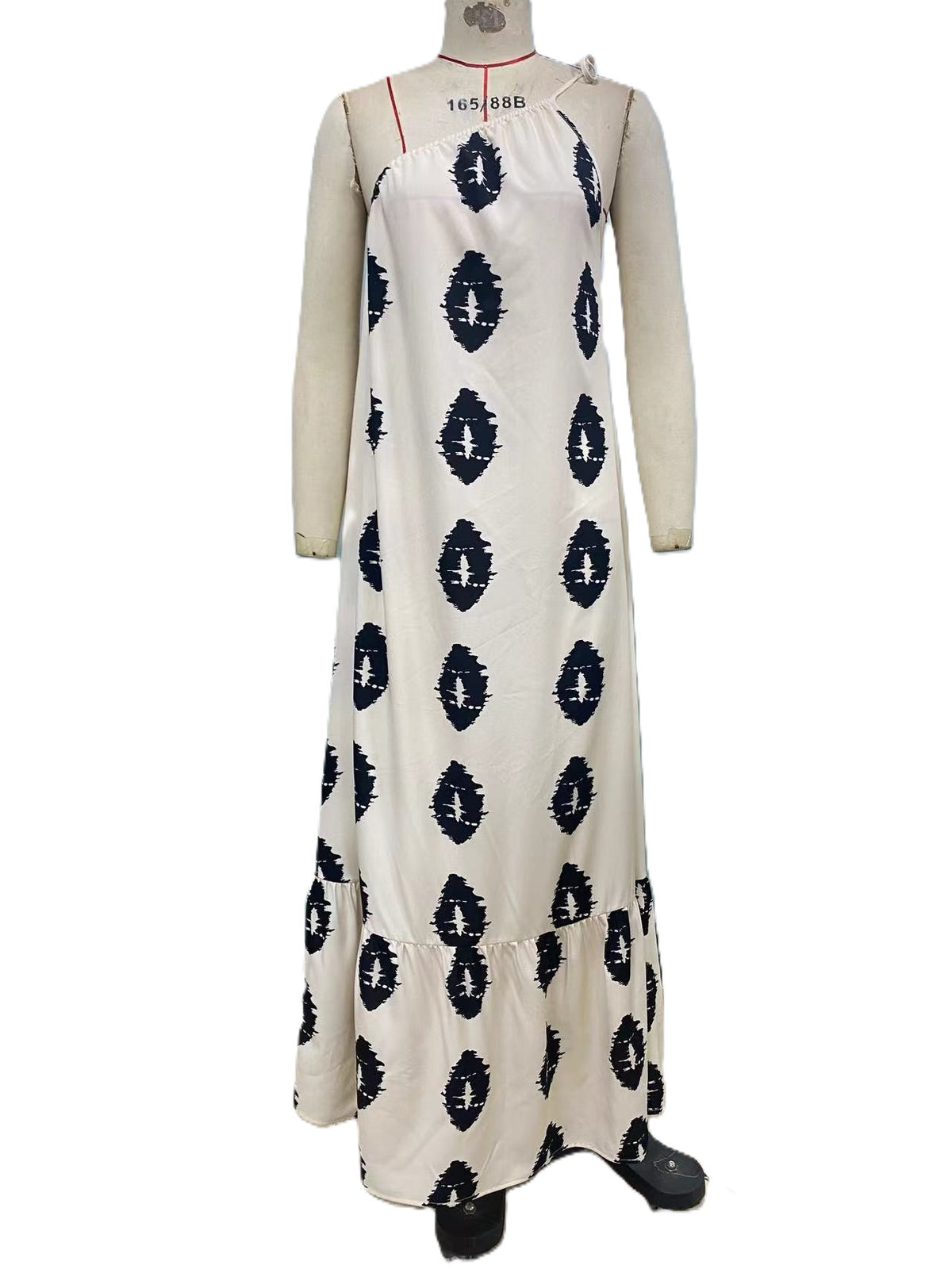 Ikat Medallion Print Sleeveless Maxi Dress - Beige - 1
