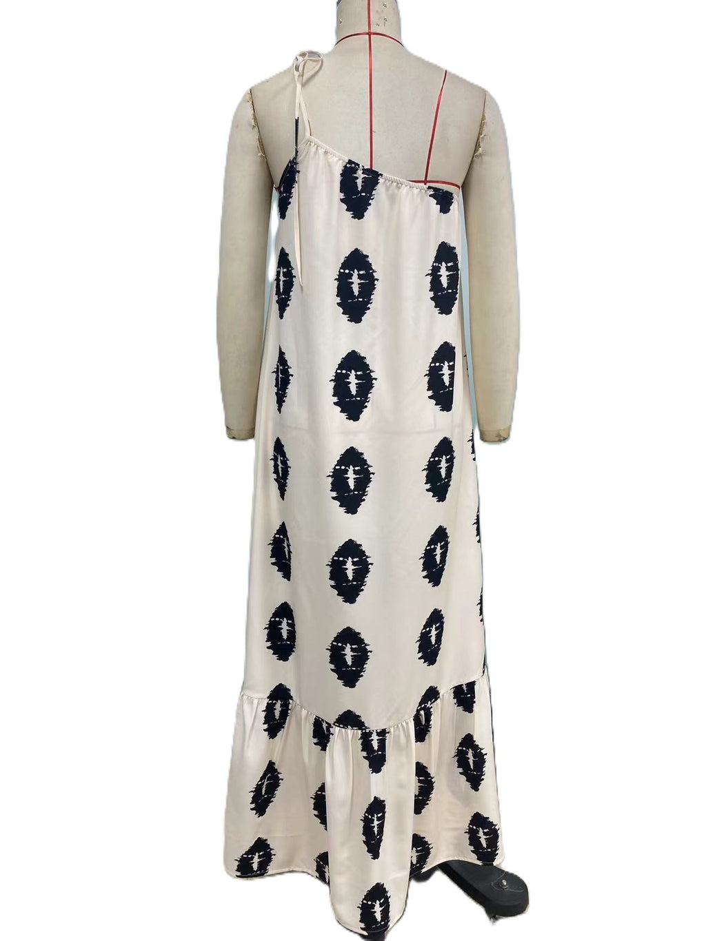 Ikat Medallion Print Sleeveless Maxi Dress - Beige - 2