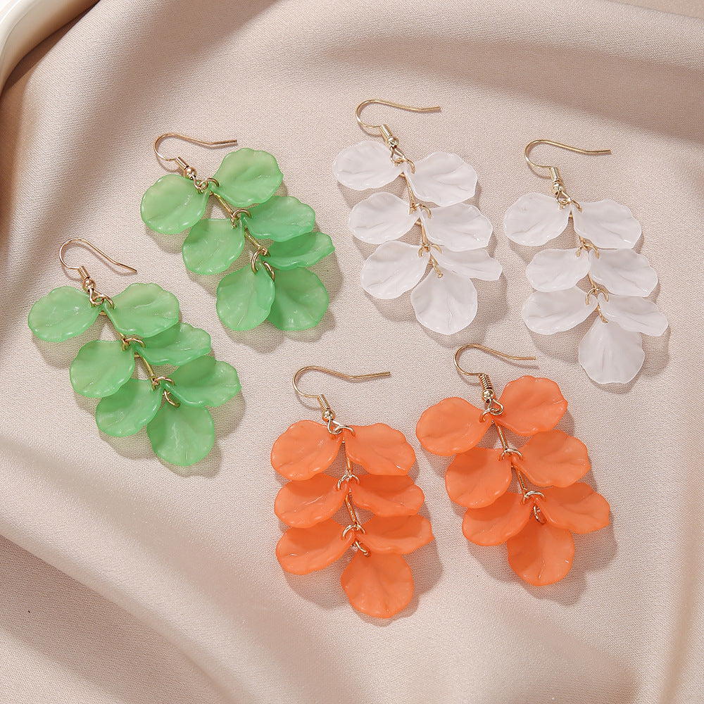 Frosted Petal Cluster Drop Earrings