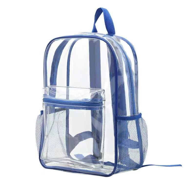 Kids See Through Backpack With Mesh Pockets - Blue