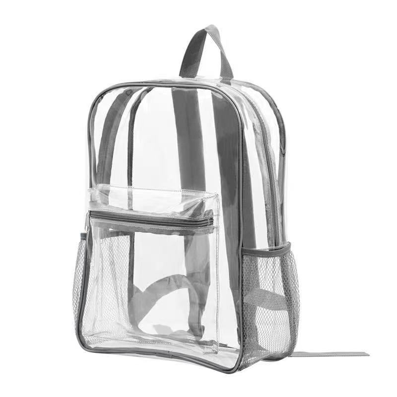 Kids See Through Backpack With Mesh Pockets - Silver