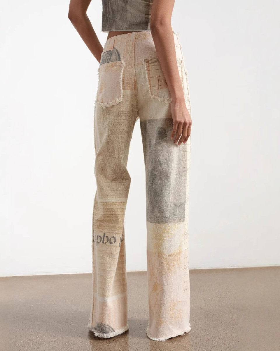 Collage Print Straight Leg Jeans - Off-White - 3