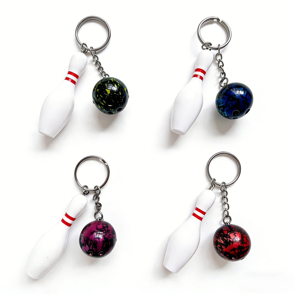 Novelty Bowling Pin Bag Charm Clip-On Keychain