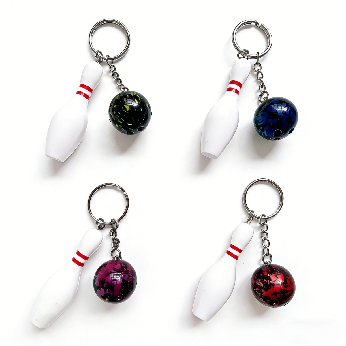 Novelty Bowling Pin Bag Charm Clip-On Keychain