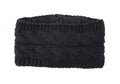 Chunky Cable Knit Fleece Lined Ear Warmer Headband - Black