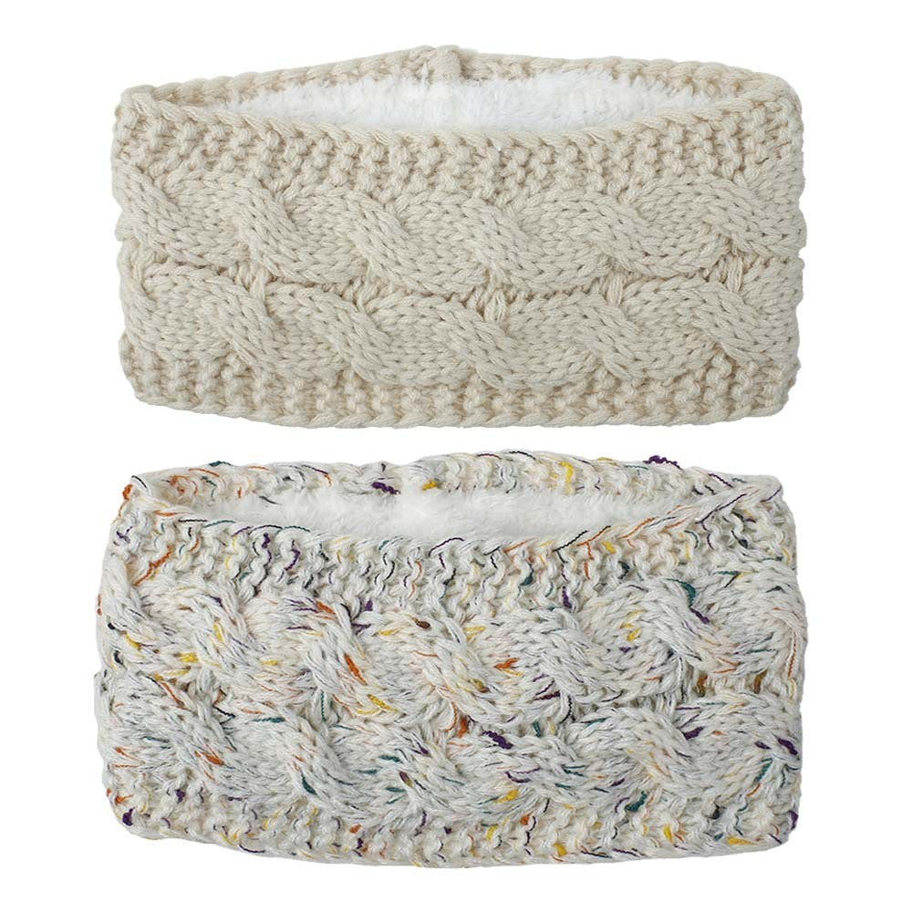 Chunky Cable Knit Fleece Lined Ear Warmer Headband
