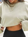 Cropped Drop Shoulder Sweatshirt - Green