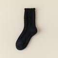 Cable Texture Fleece Lined Sleep Socks - Black