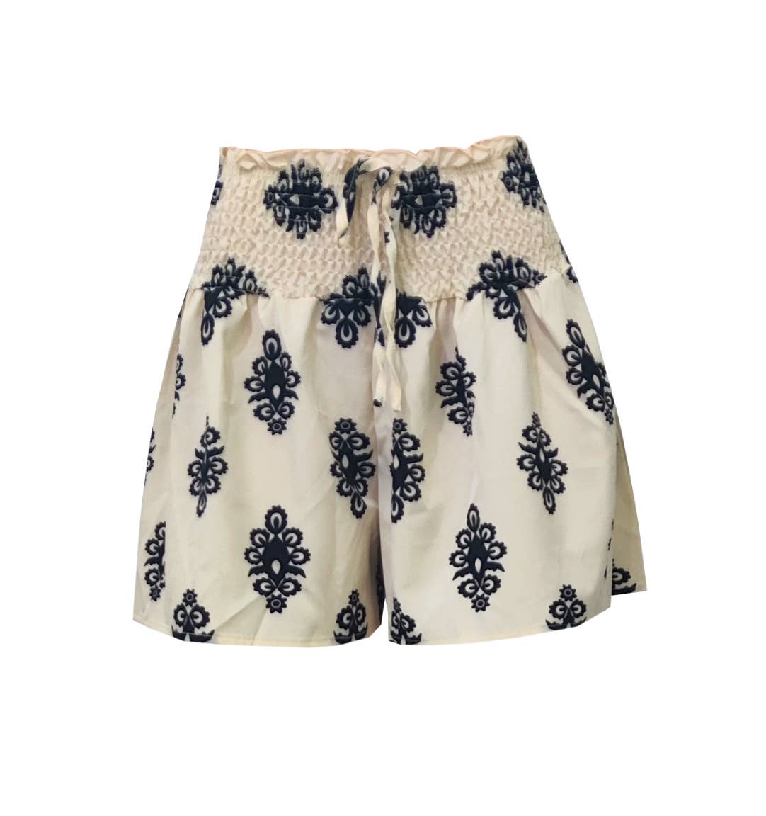 Medallion Print Smocked Waist Flowy Shorts