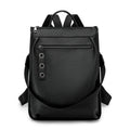 Minimalist Vegan Leather Backpack Purse - Black
