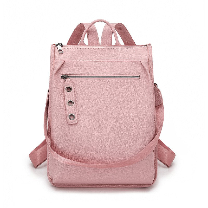 Minimalist Vegan Leather Backpack Purse - Blush Pink