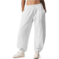 Paneled Baggy Barrel Leg Workout Sweatpants - White