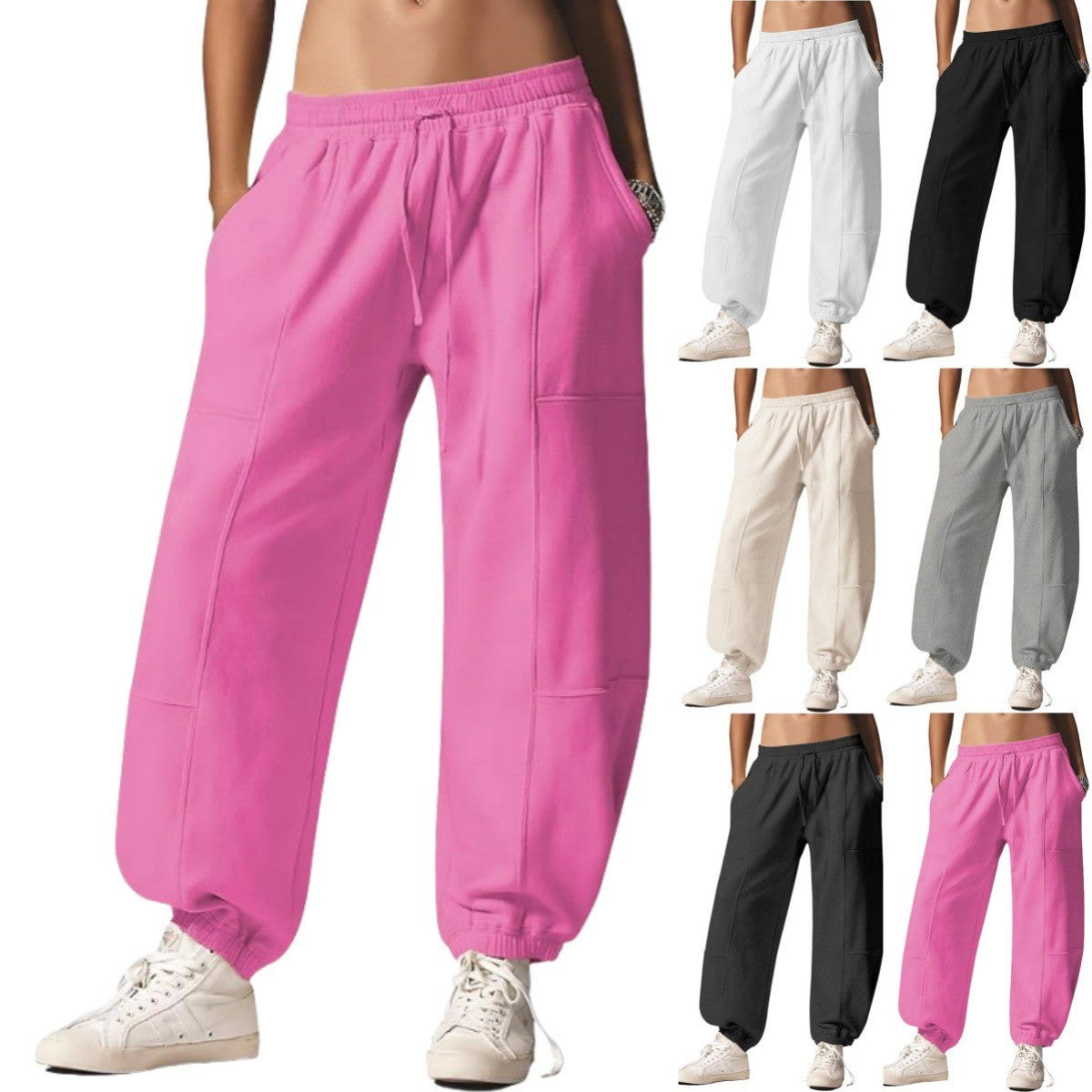 Paneled Baggy Barrel Leg Workout Sweatpants