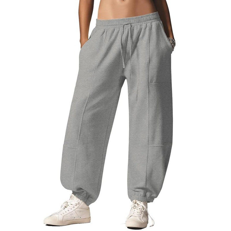 Paneled Baggy Barrel Leg Workout Sweatpants