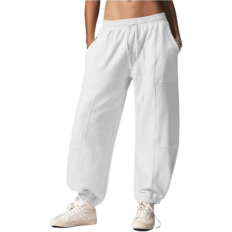 Paneled Baggy Barrel Leg Workout Sweatpants