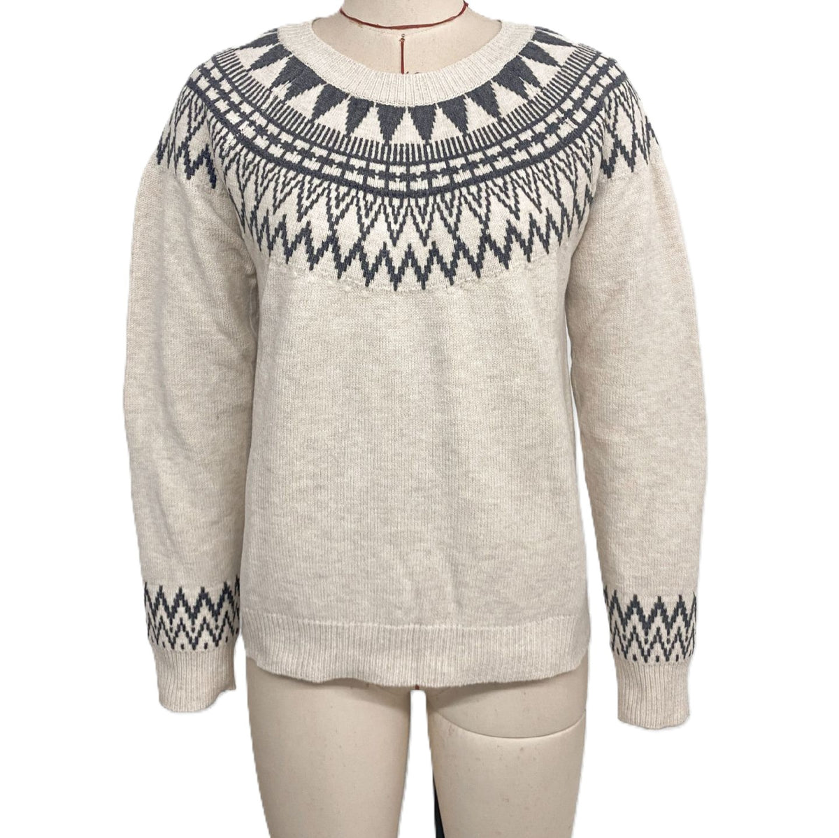 Nordic Yoke Fair Isle Knit Sweater - Apricot