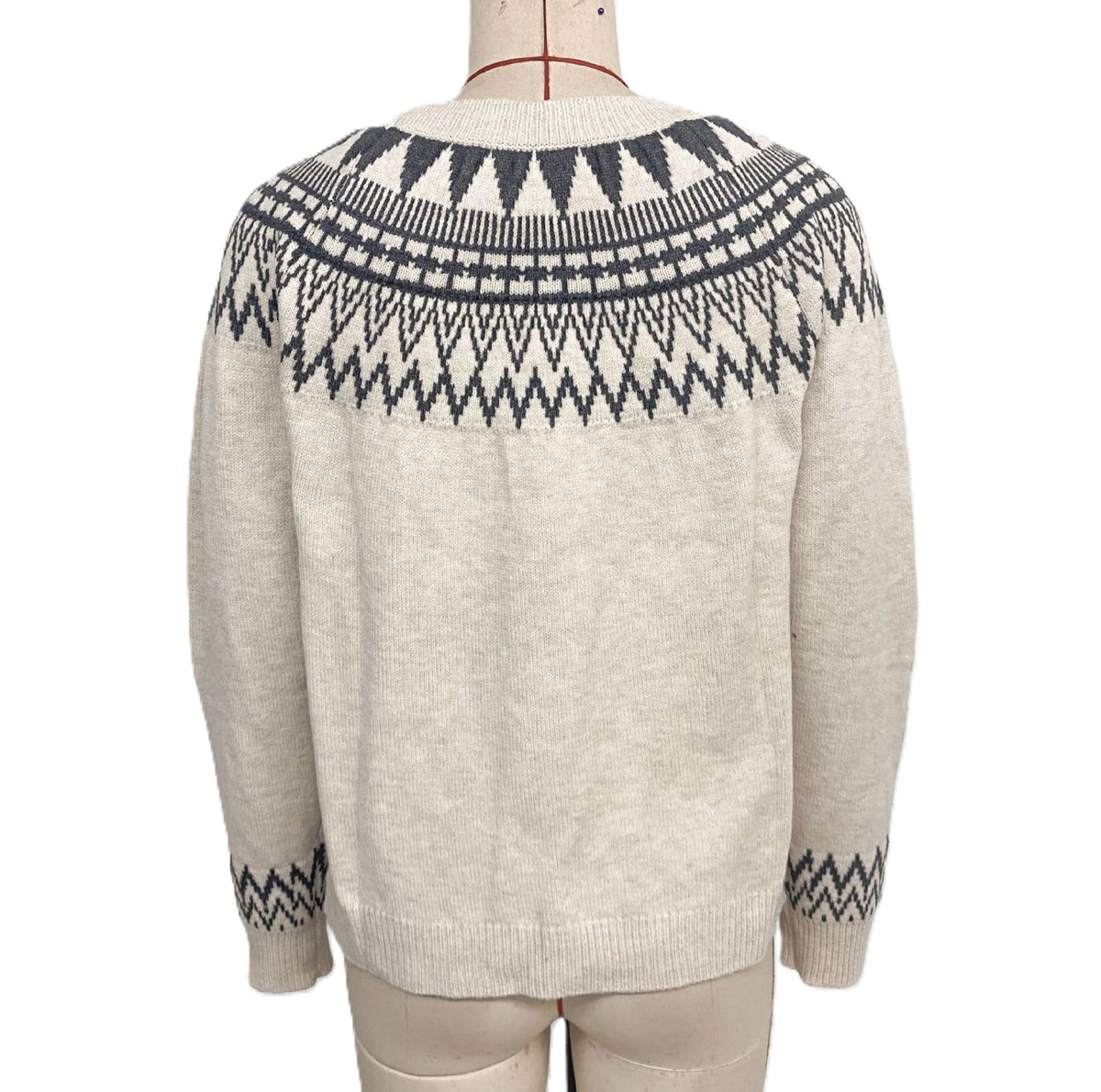 Nordic Yoke Fair Isle Knit Sweater - Apricot - 1