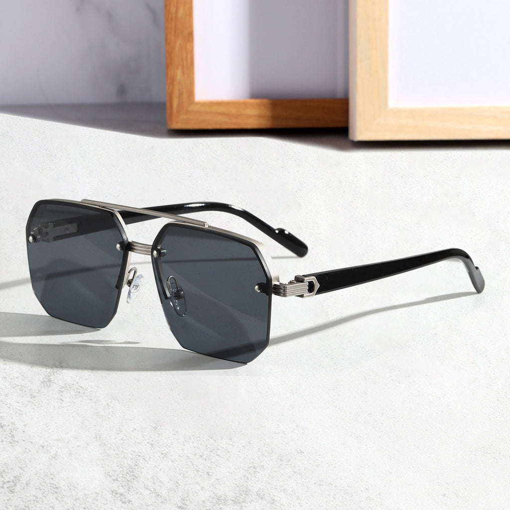 Semi Rimless Double Bridge Sunglasses - Color_01
