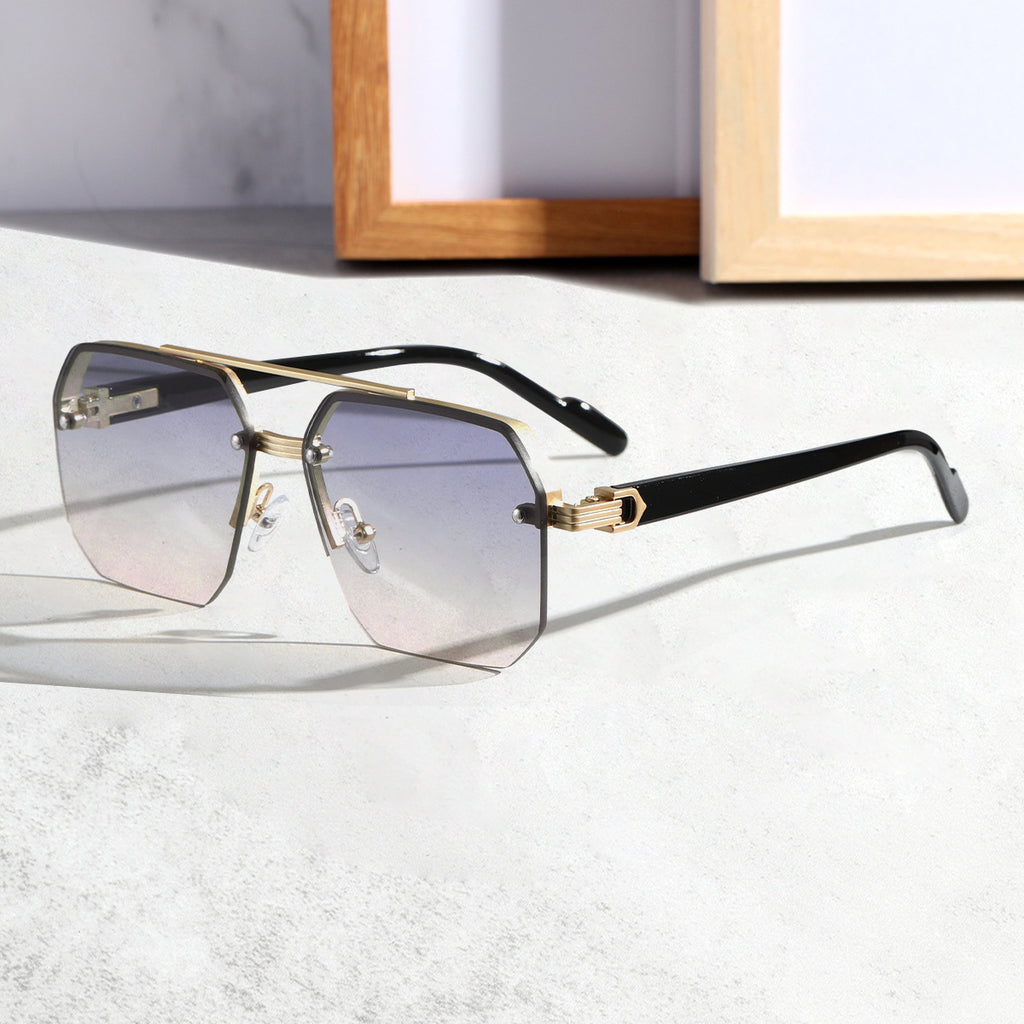 Semi Rimless Double Bridge Sunglasses - Color_02