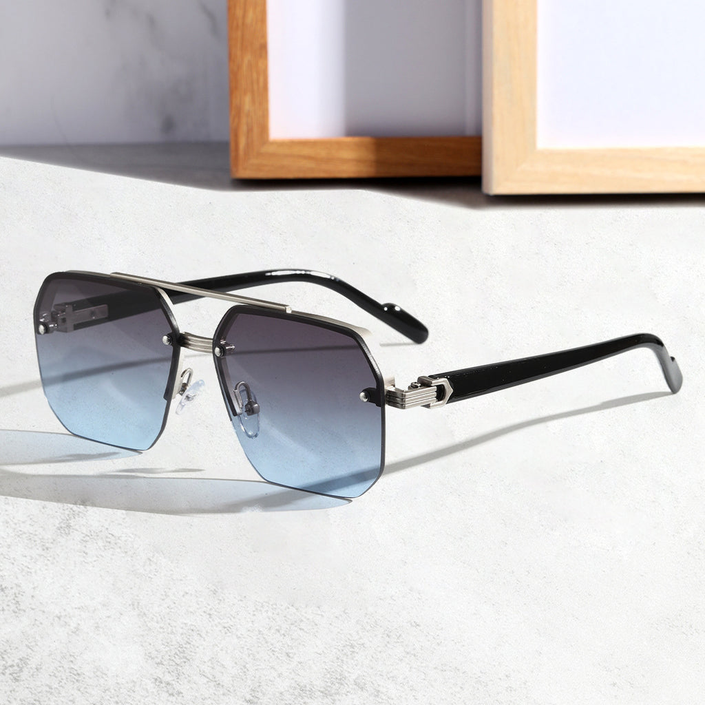 Semi Rimless Double Bridge Sunglasses - Color_03