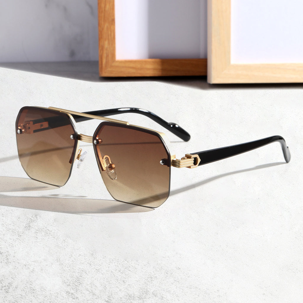 Semi Rimless Double Bridge Sunglasses - Color_04