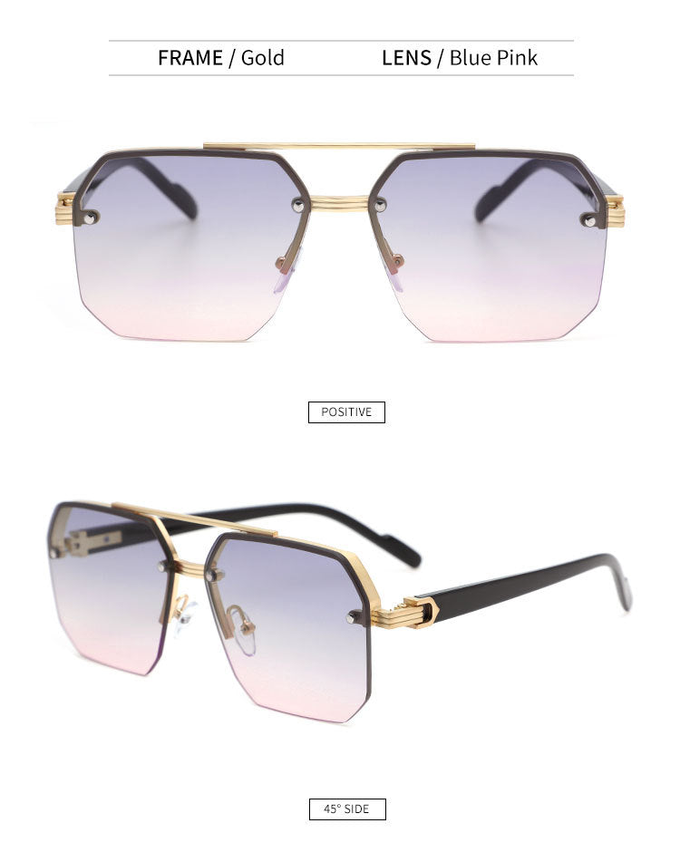 Semi Rimless Double Bridge Sunglasses - view 1