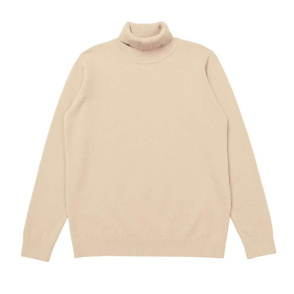 Classic Fitted Turtleneck Pullover Sweater - Apricot