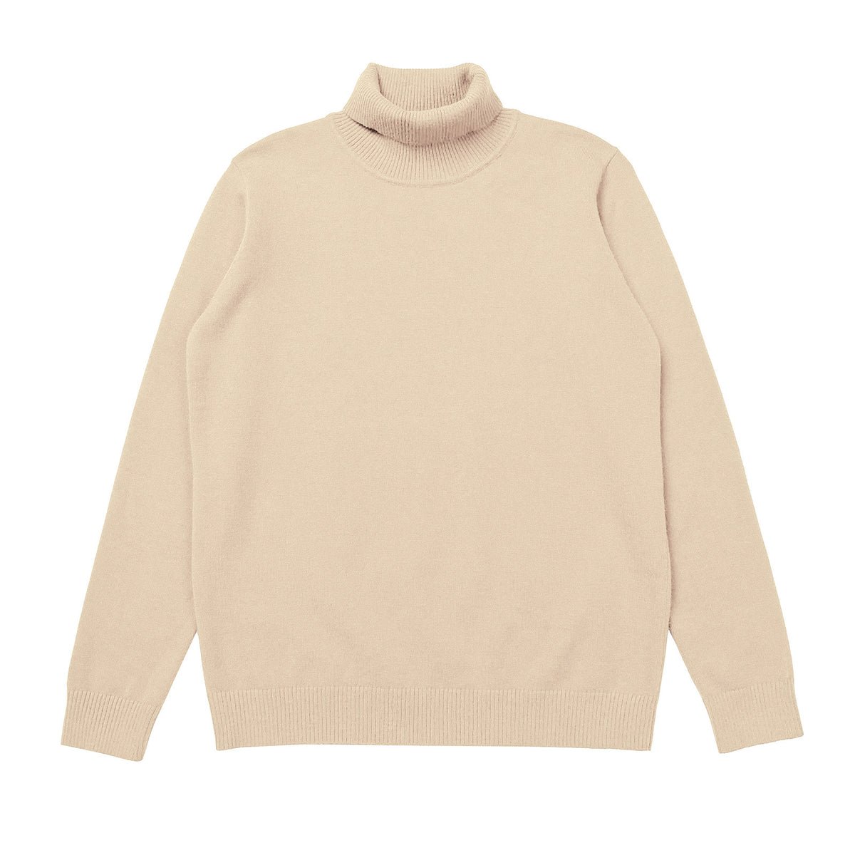 Classic Fitted Turtleneck Pullover Sweater - Apricot
