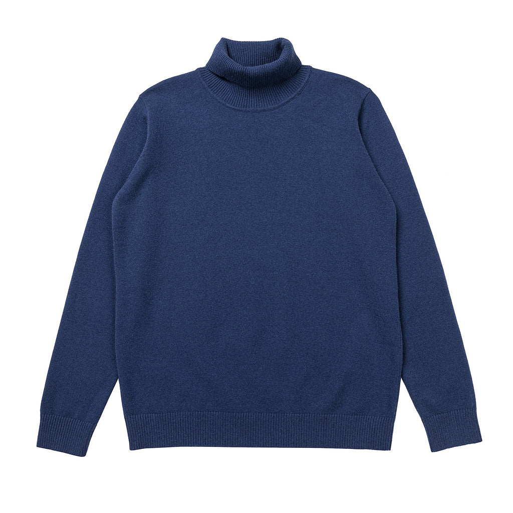 Classic Fitted Turtleneck Pullover Sweater - Blue