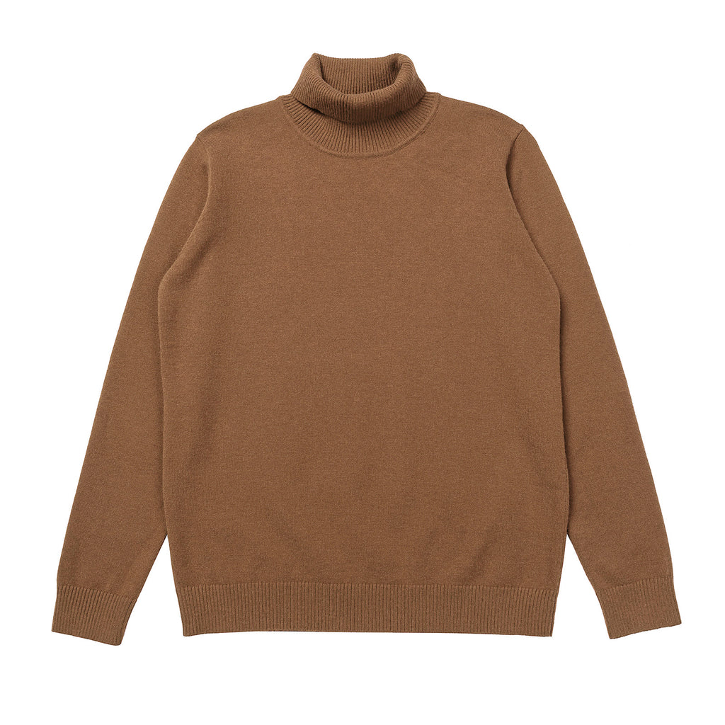 Classic Fitted Turtleneck Pullover Sweater - Brown