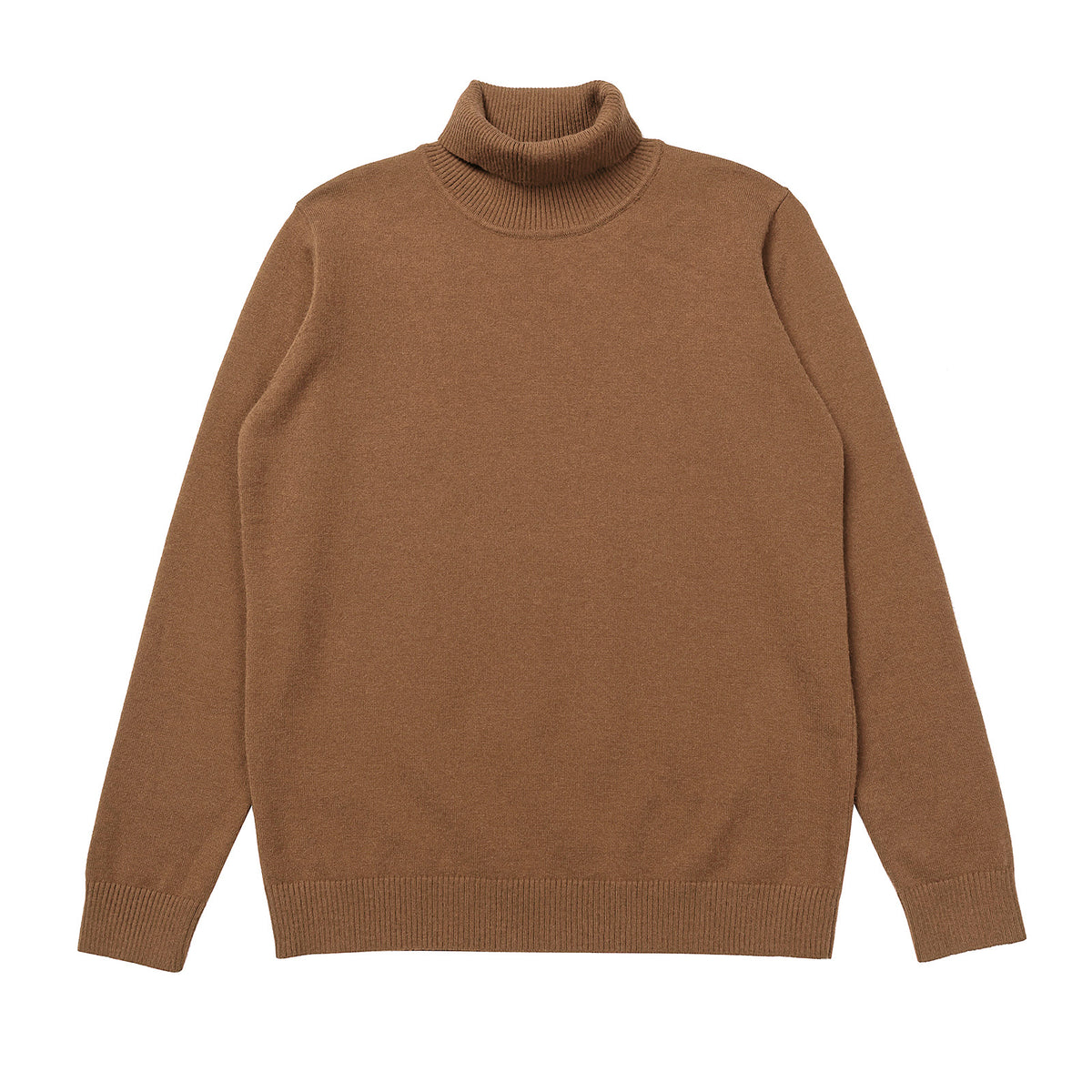Classic Fitted Turtleneck Pullover Sweater - Brown