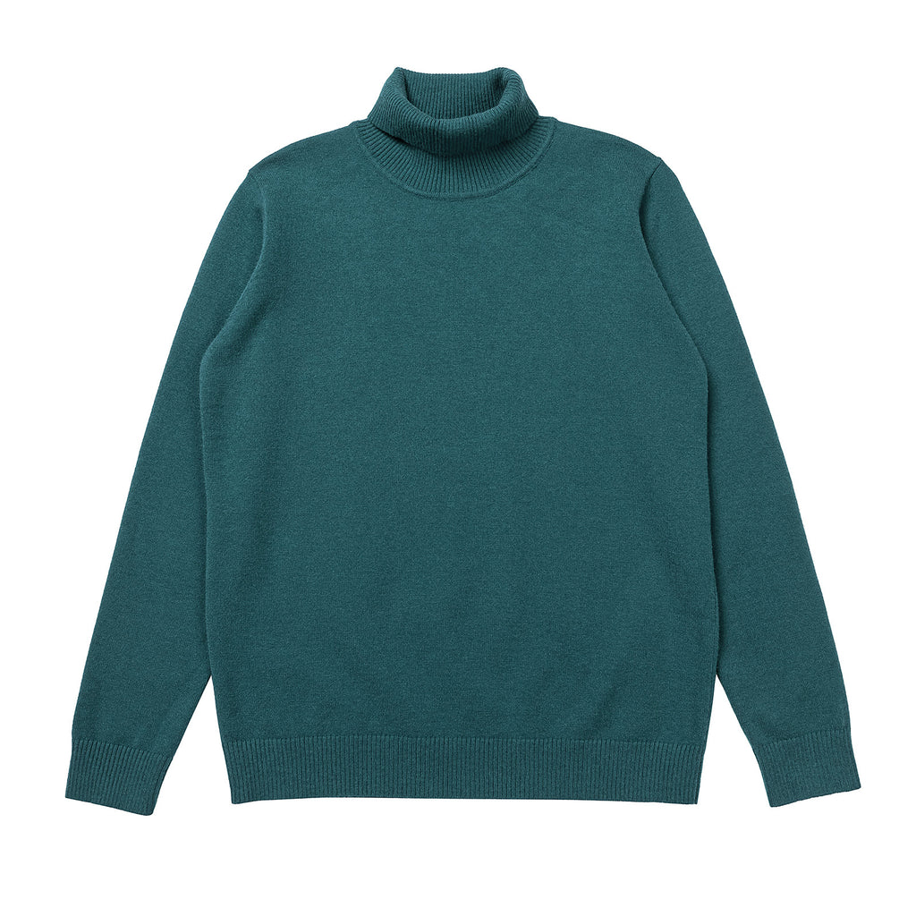 Classic Fitted Turtleneck Pullover Sweater - Green