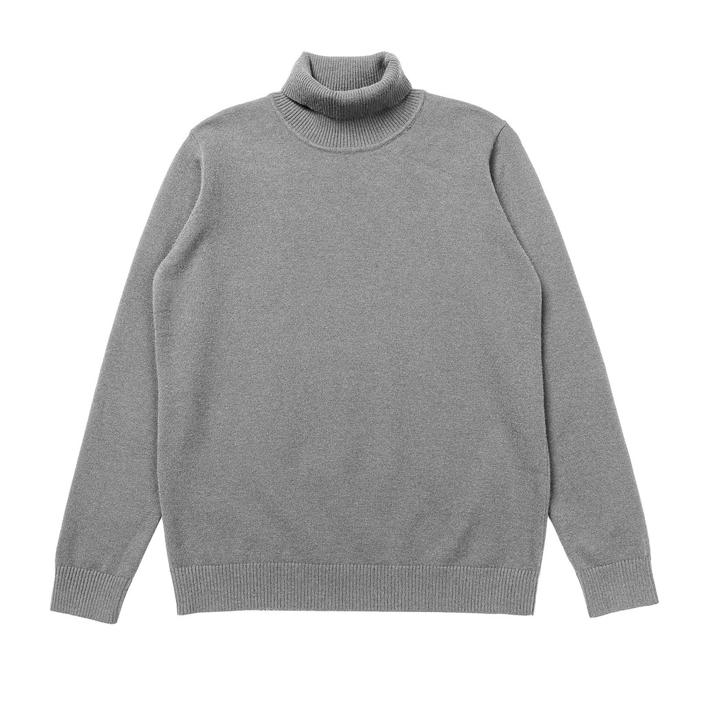 Classic Fitted Turtleneck Pullover Sweater - Grey
