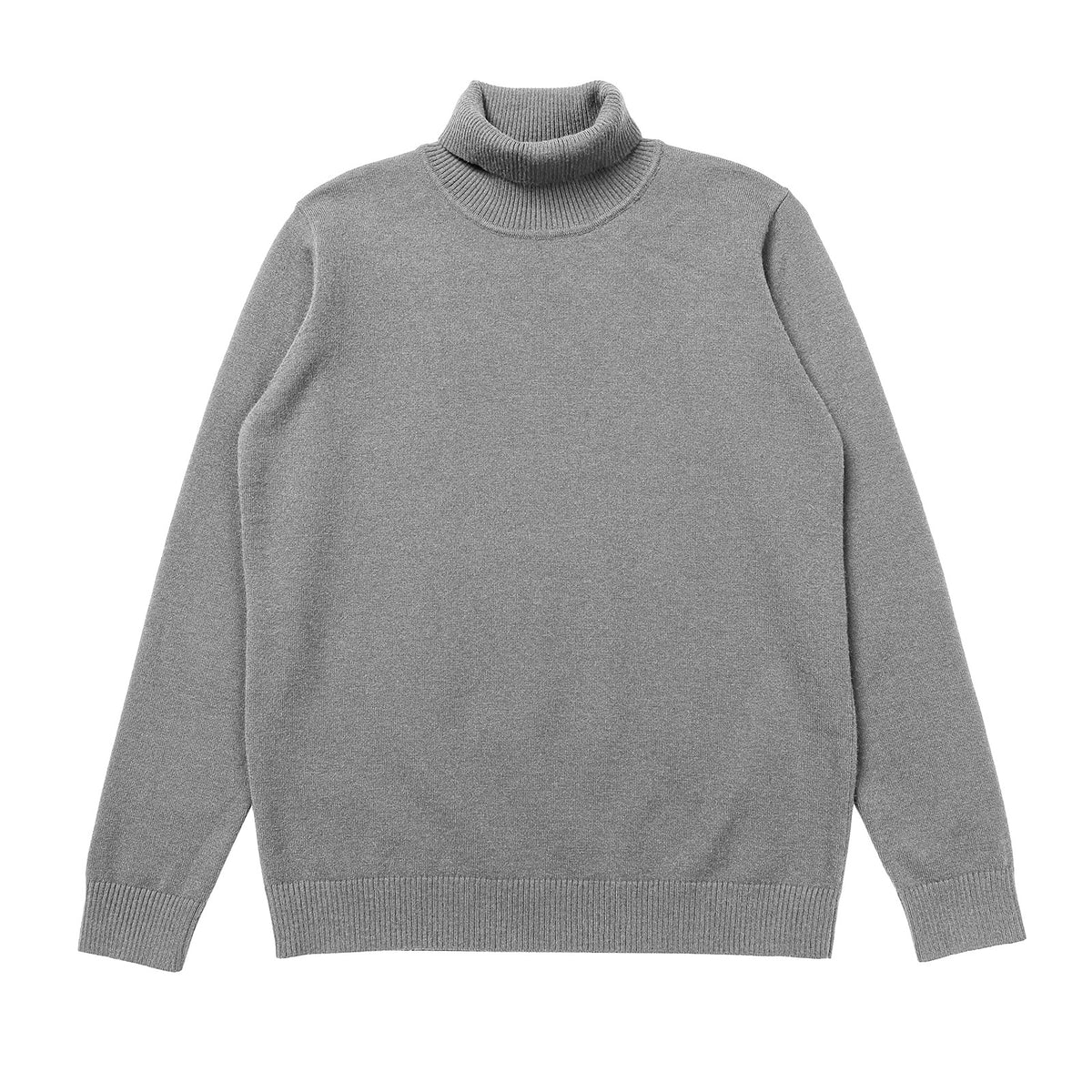 Classic Fitted Turtleneck Pullover Sweater - Grey