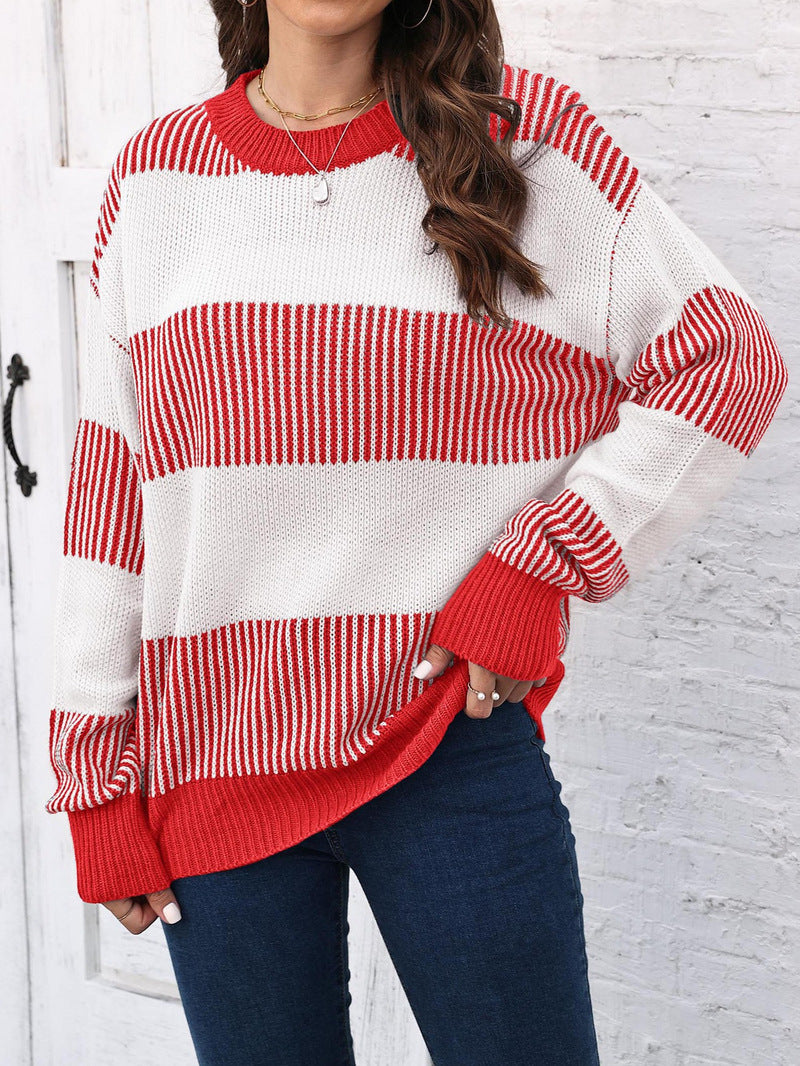 Wide Colorblock Stripe Crew Neck Sweater - view 1