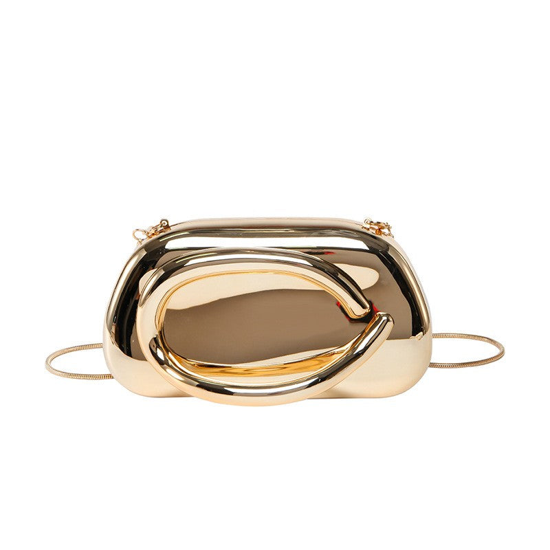 Sculptural Hoop Handle Box Clutch
