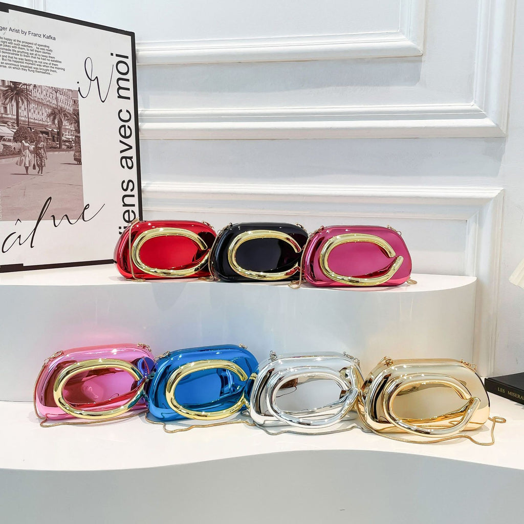 Sculptural Hoop Handle Box Clutch