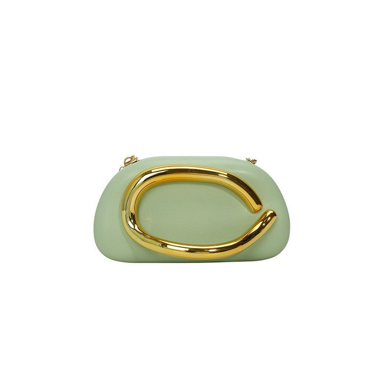Sculptural Hoop Handle Box Clutch