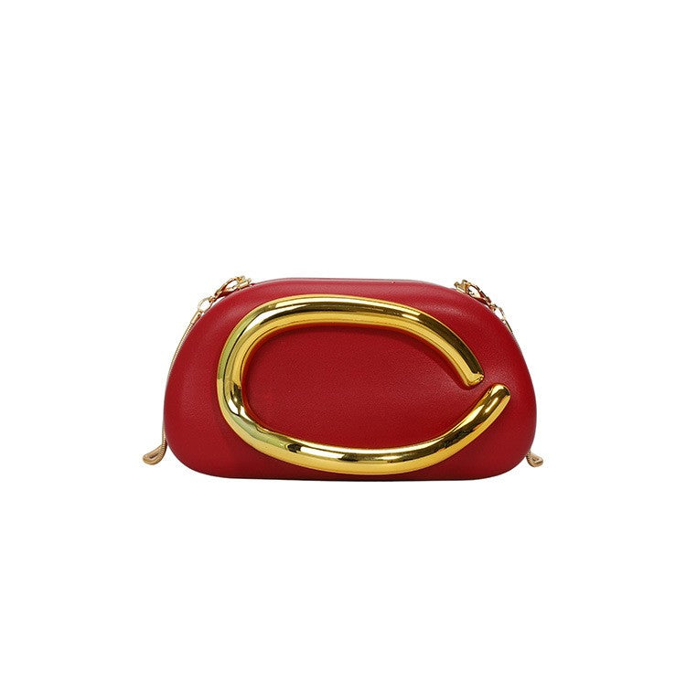 Sculptural Hoop Handle Box Clutch