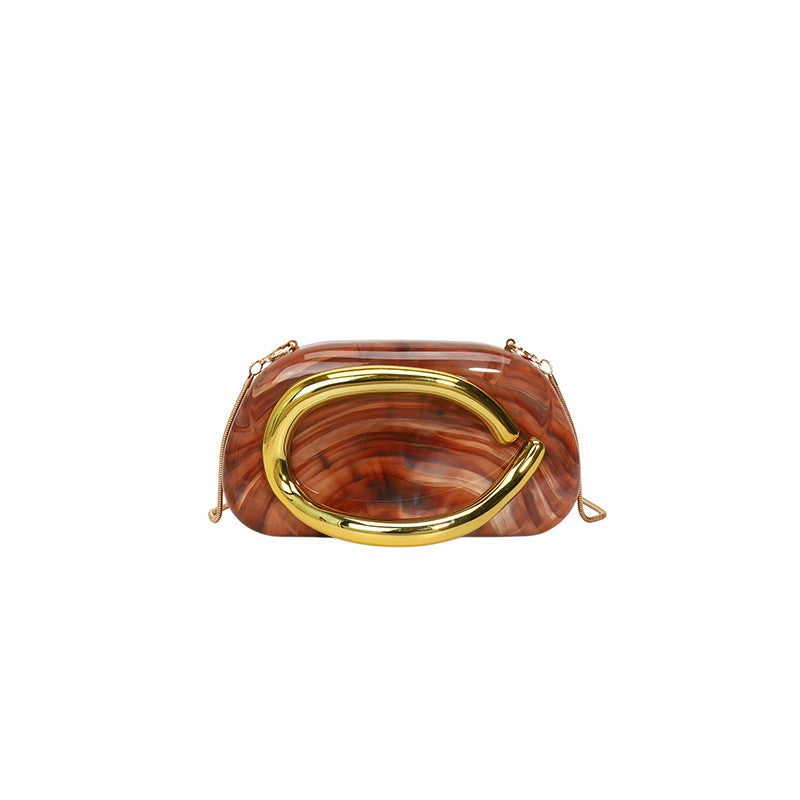 Sculptural Hoop Handle Box Clutch