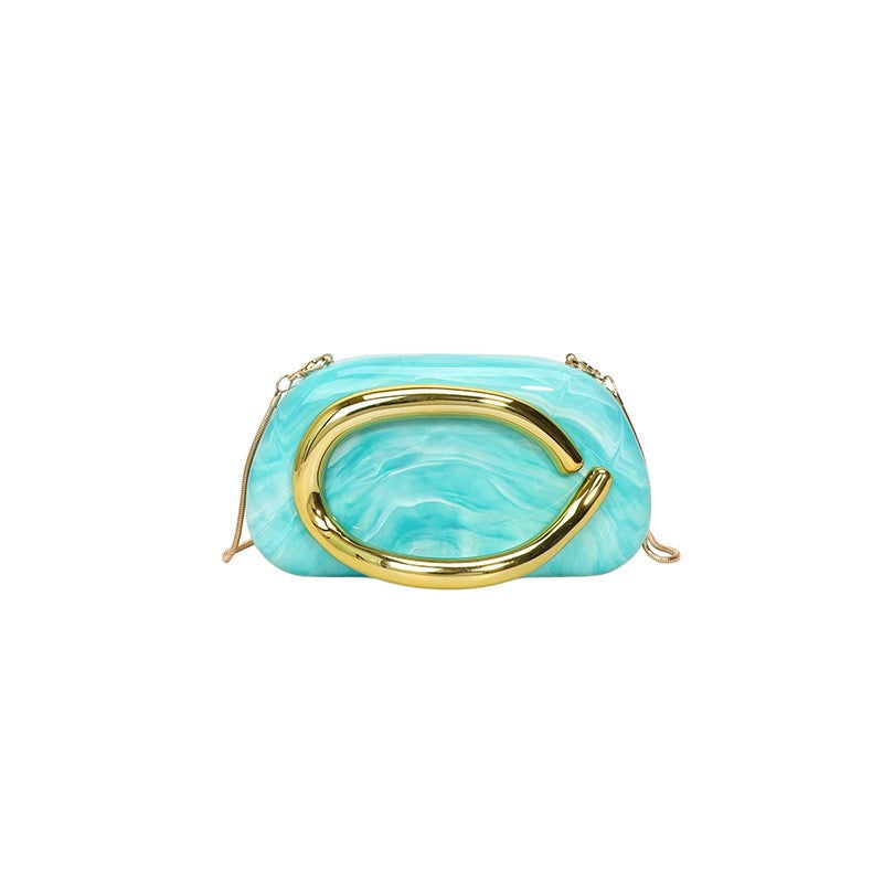 Sculptural Hoop Handle Box Clutch