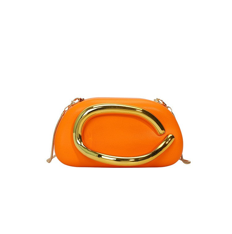 Sculptural Hoop Handle Box Clutch